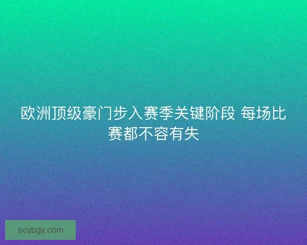 欧洲顶级豪门步入赛季关键阶段 每场比赛都不容有失
